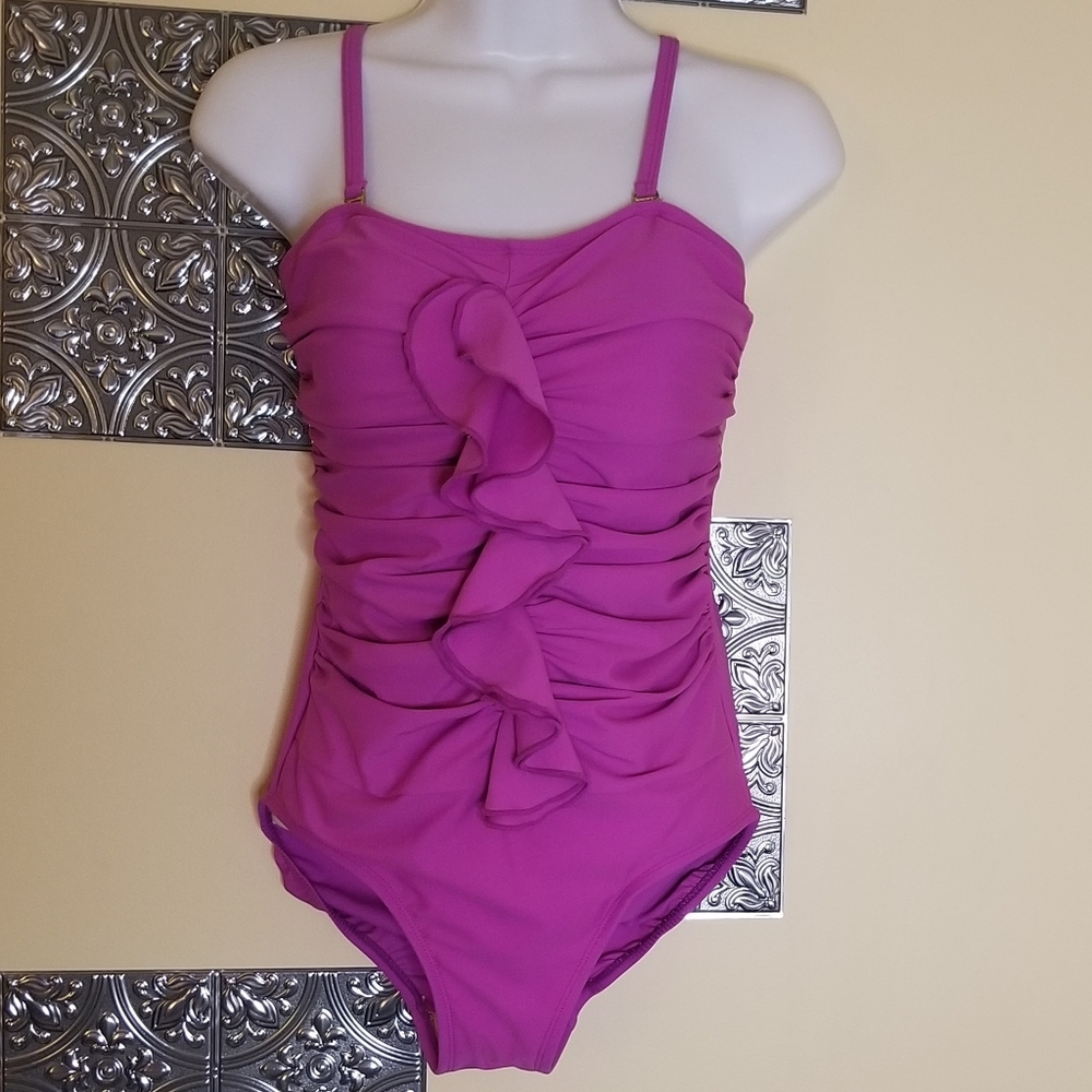 Shore Shapes Swimwear Ruched Ruffled One Piece 8